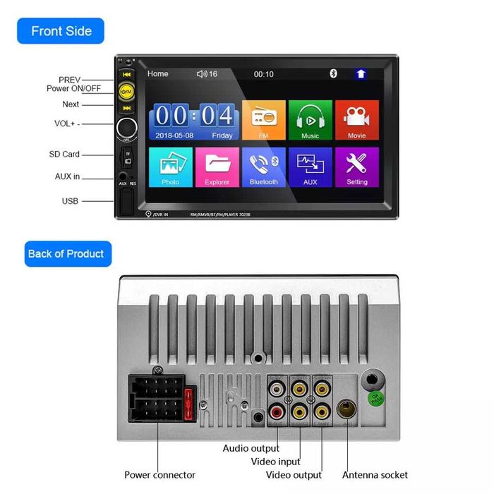 CAR MP5 PLAYERl 2DIN,TouchScreen,Telecomanda,MirrorLink, Bluetooth,nou