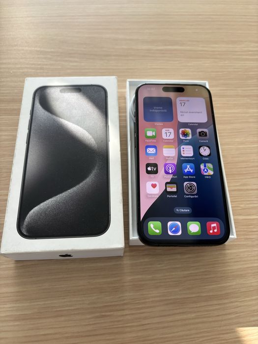 Iphone 15 Pro negru 256GB liber de retea impecabil