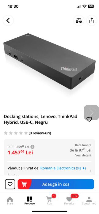 Lenovo/IBM ThinkPad docking station USB-C portabil nou sigilat nu Acer
