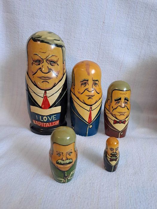 matrioska veche lemn presedinti urss 14,5 - 18,5 cm