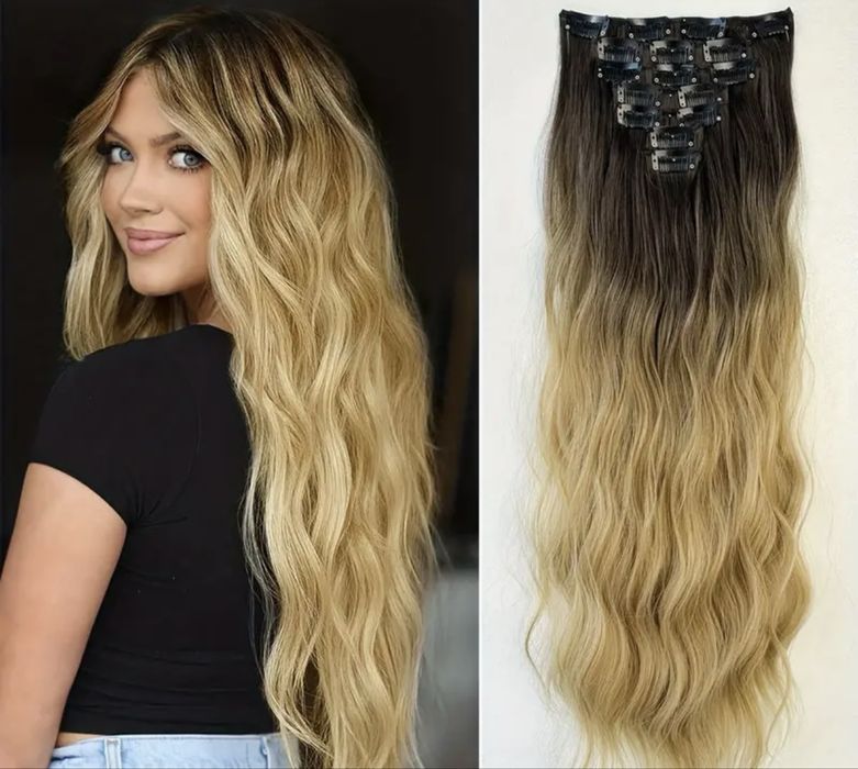 Комплект коса с клипс - екстеншъни 60см термоустойчива - 7 реда