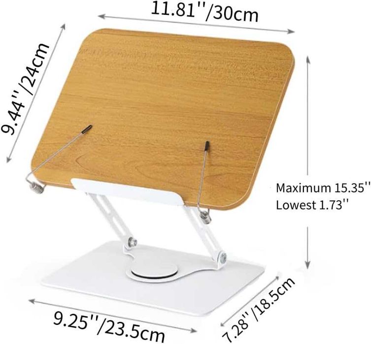 Подставка для книг для чтения, вращающаяся на 360° подставка для книг