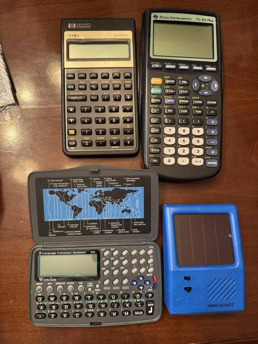 Калькуляторы, переводчик, бритва для шерсти