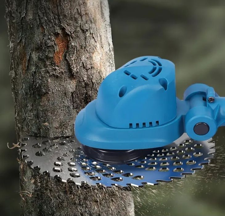 Акумулаторен тример за трева-храсторез с добавени колела и 2 батерии