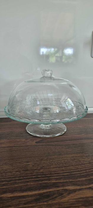 Стъклен поднос с капак/плато с капак на столче
