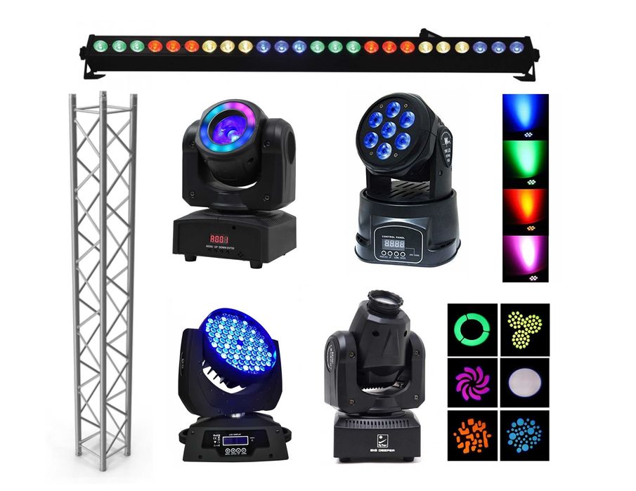 Jocuri lumini scena DJ, Moving Head RGBW, Wash Spot Beam Gobo Strobo