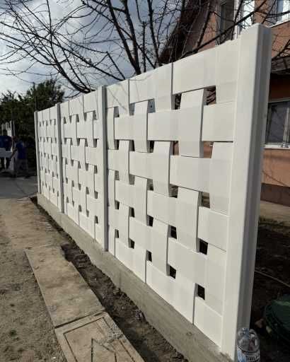 Gard din Beton  armat  Alb Gri