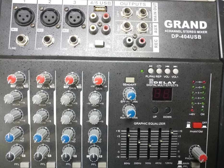 микшер 4х канальный пульт USB BT усилитель Grand DP-404.