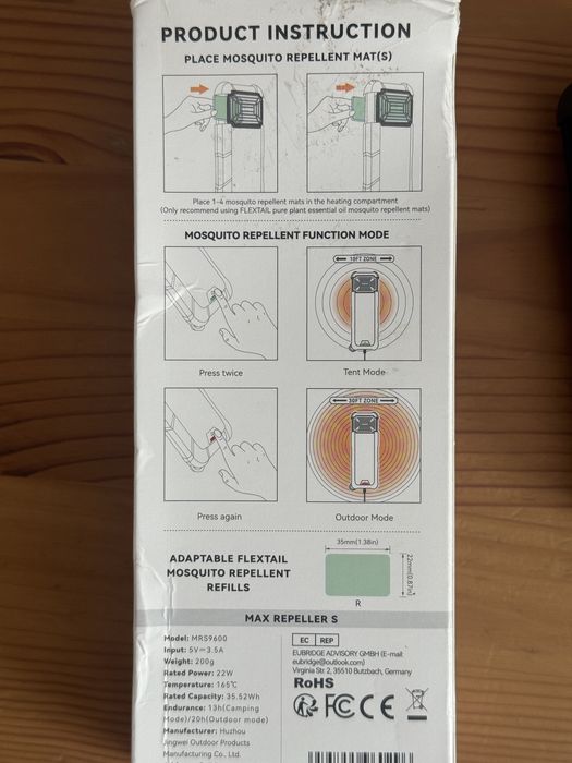 Flextail Max Repel Aparat anti tantari baterie 9600mha power bank