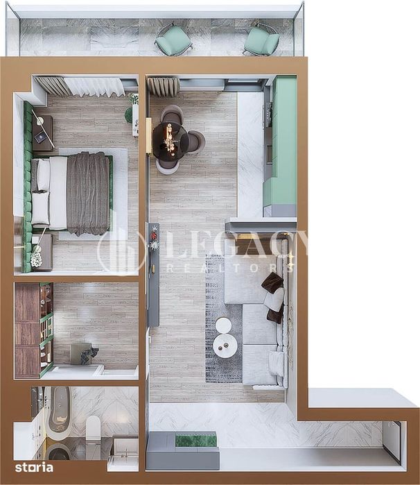 Apartament 2 camere, tip 1A, 1B, 8A, 8B - Copou Garden Residence