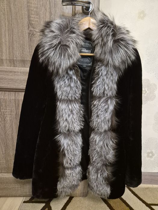 Шуба мутон и чернобурка