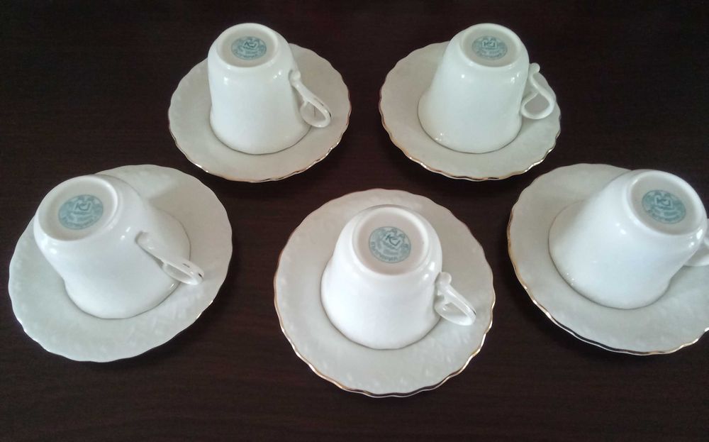 Комплект 5 бр чаши за кафе костен порцелан