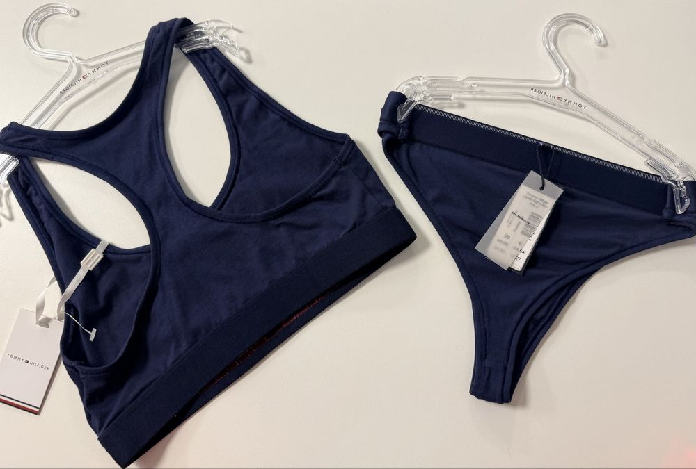 Памучен комплект бюстие и бразилки Тommy Hilgiger /S/ в синьо