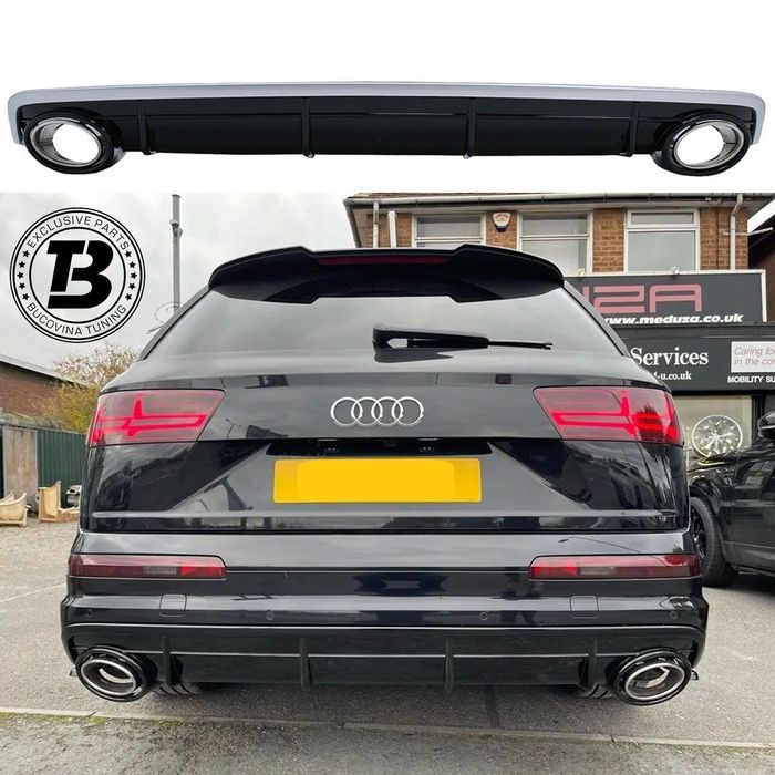 Difuzor Bara Spate cu Ornamente compatibil cu Audi Q7 4M S-Line RSQ7 Design