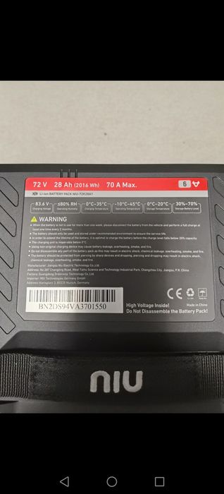 Li-ion battery pack NIU-72k28A1