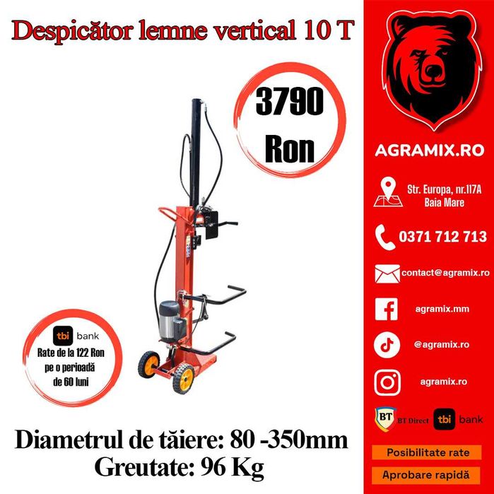 Despicator lemne 10T 230V vertical 3000W 1040mm Breckner Germany nou Agramix