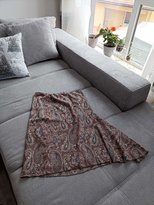 Дамска пола Mango в кафяво и зелено