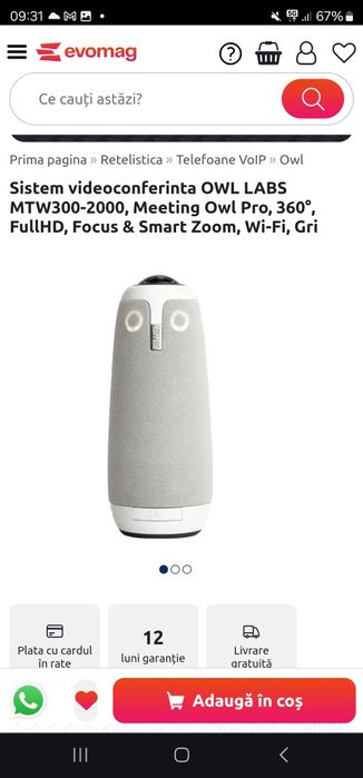 Sistem videoconferinta OWL LABS MTW300-2000, Meeting Owl Pro, 360°