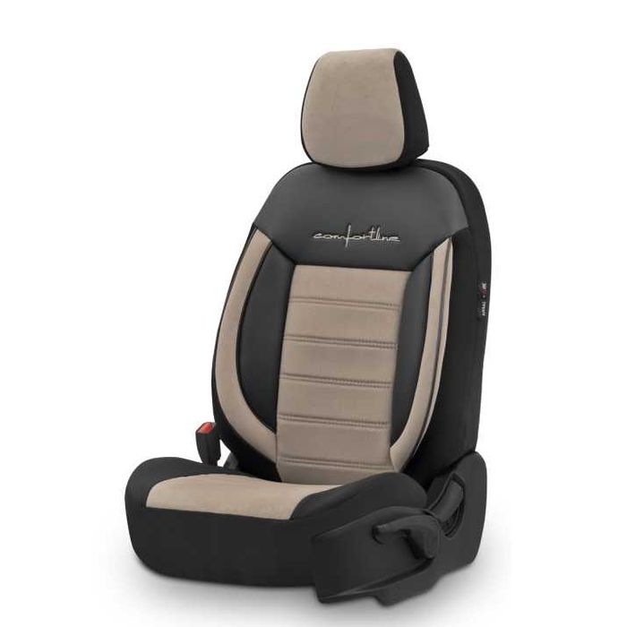 Луксозна Тапицерия OTOM текстил с еко кожа COMFORT LINE Design – Бежово-Черна с бежов шев