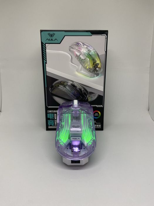 Mouse Gaming Wireless AULA SC630 Pro RGB cu stație de încărcare – Nou