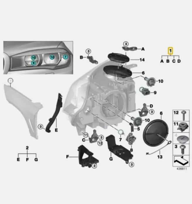 Set kit reparatie urechi suport far led xenon laser BMW X5 X6 F15 F16