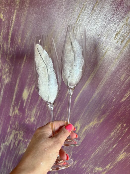 РАЗПРОДАЖБА!!! Рисувани сватбени ритуални чаши комплект от 2бр