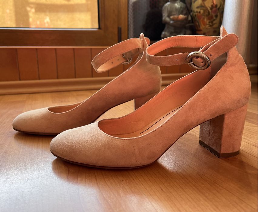 Pantofi cu toc 37 piele naturala intoarsa