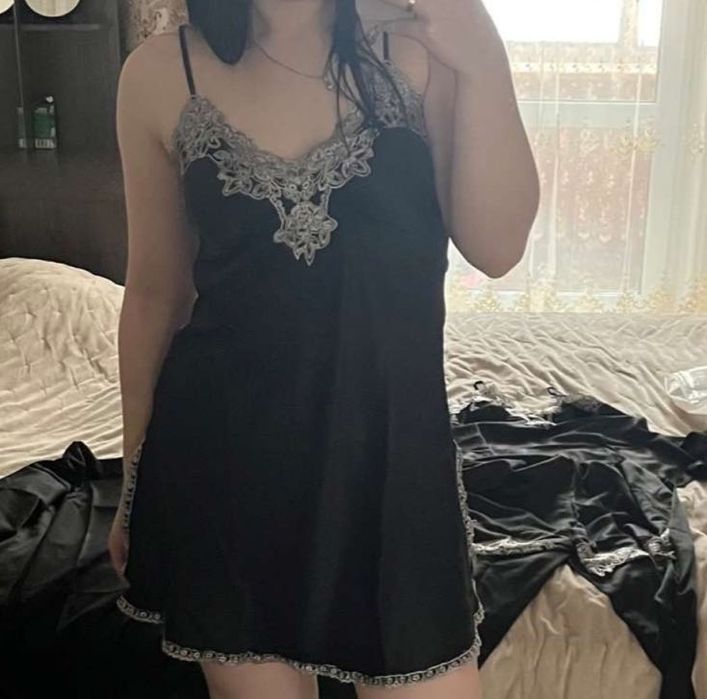 Дамски сатениран комплект за спане от 5 части