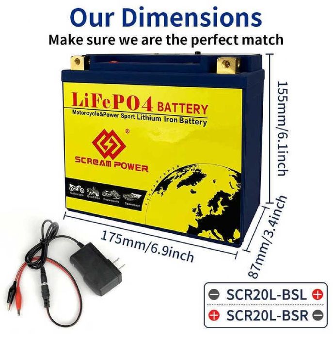 Baterie Moto 20L-BSL LiFePO4 12.8V 12A CurentPornire680Ah 175x87x155mm
