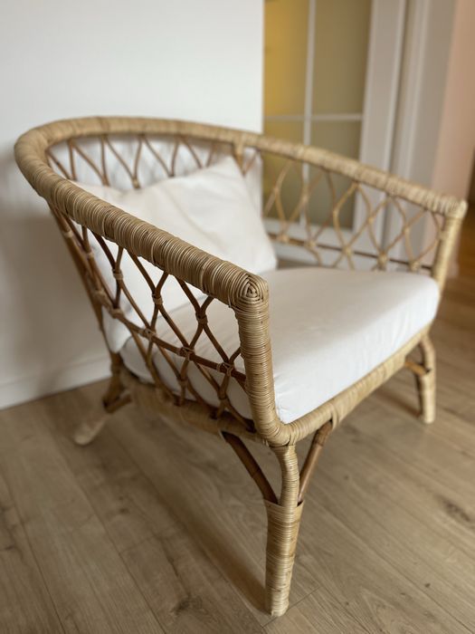 Fotoliu scaun ratan cu perne Ikea