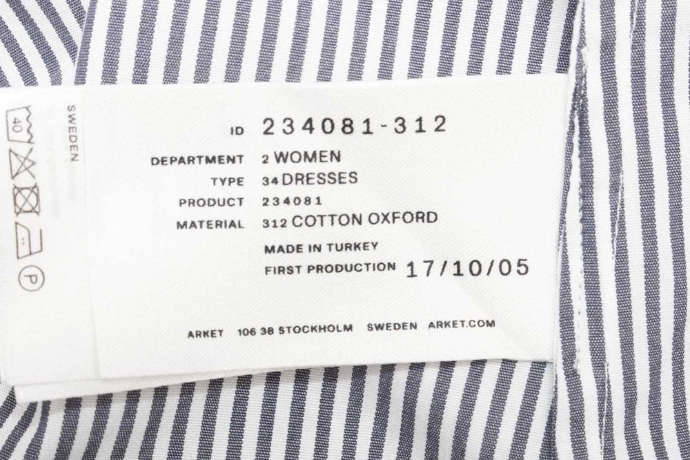 Arket оригинална дамска рокля миди сиво бяло райе 38