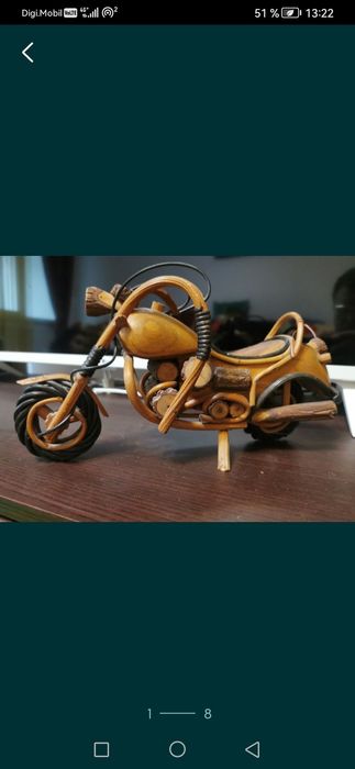 Motocicleta de lemn de colectie 32 cm