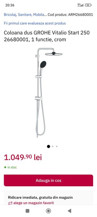 Vând baterie camargue noua și duș grohe