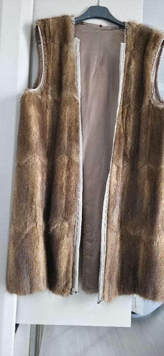 Дълъг дамски елек естествен косъм ХХL размер