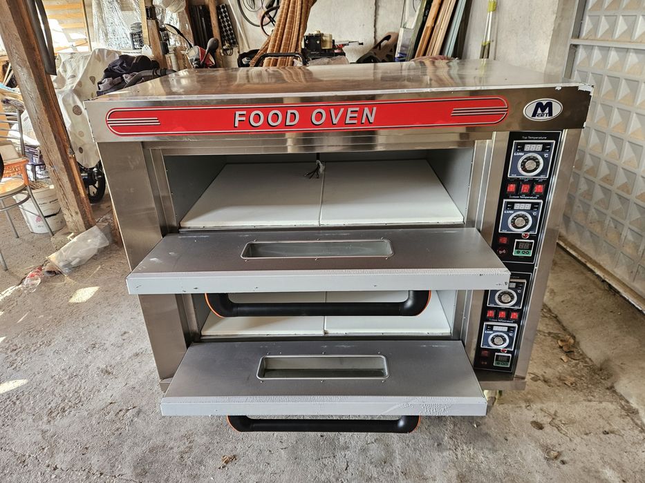 Фурна Печка за Закуски Пици Хляб със шамотни плочи отдолу Трифазна 2-к