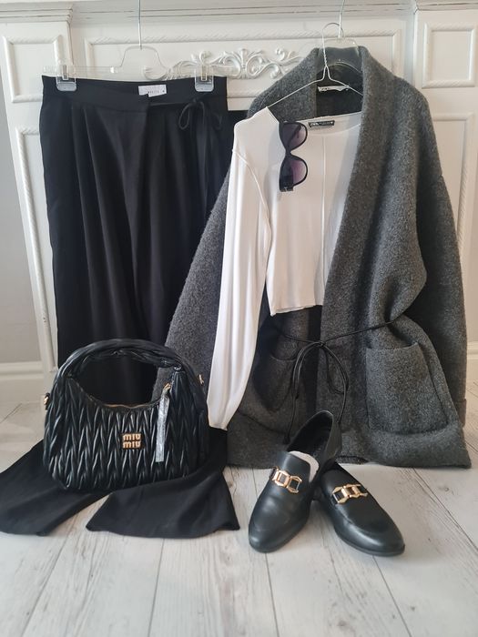 Сет ZARA, полто- жилетка, панталон, обувки,чанта