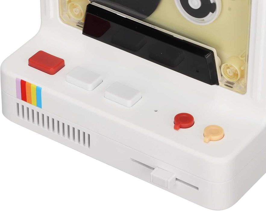 Преносим стерео ретро Bluetooth високоговорител с касетофон, сив (бял)