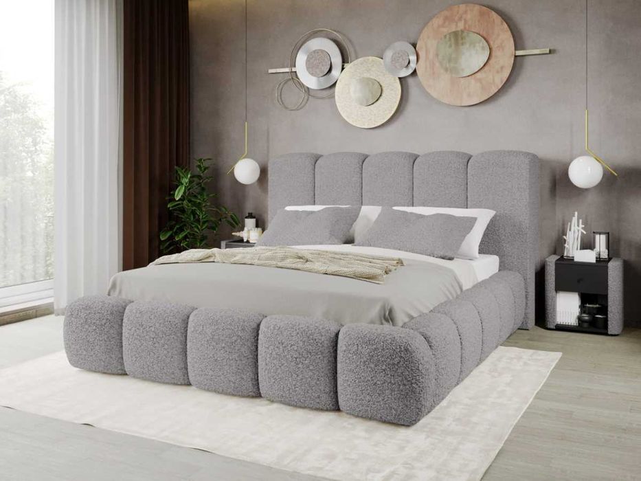 Pat Tapitat Noel Gri - Rolf 6 cu somiera rabatabila si lada