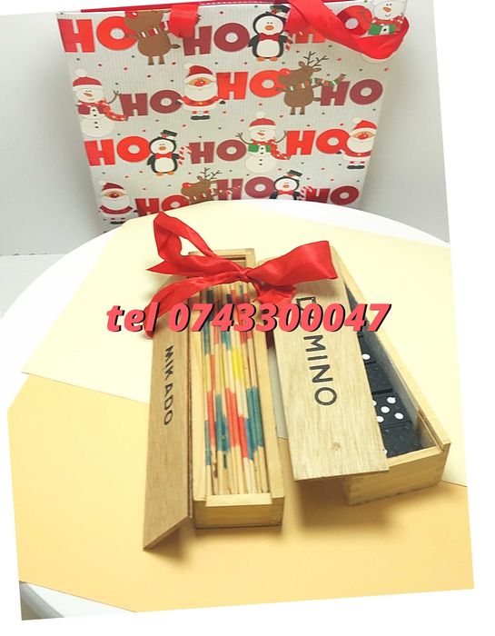 Pachet Cadou Craciun  Joc Marocoo mikadoSi Domino  Transport Gr