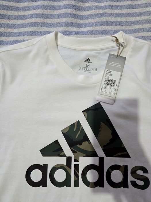 Тениска adidas Essentials Camo , мъжка, бяла, M