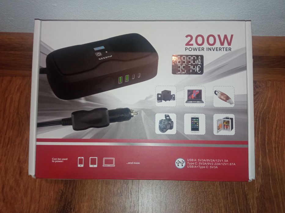 Инвертор за автомобил 12 VDC - 220 VAC; 200 W