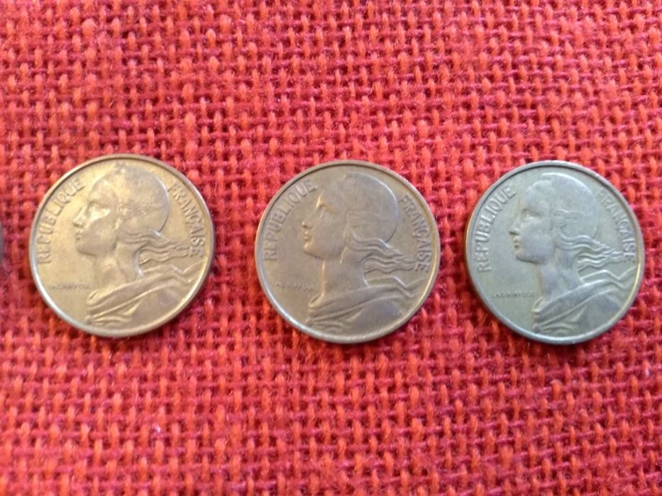 Френски монети, 7 броя, емисии от 1992г. до 1967г., много запазени