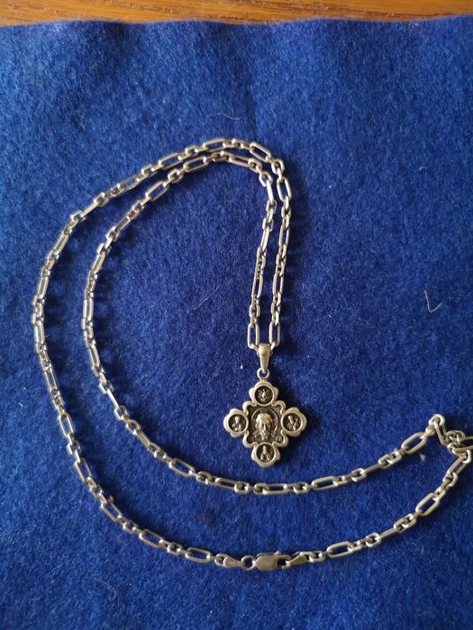 Сребърен кръст Ис, Хс, Божията майка. 925 проба