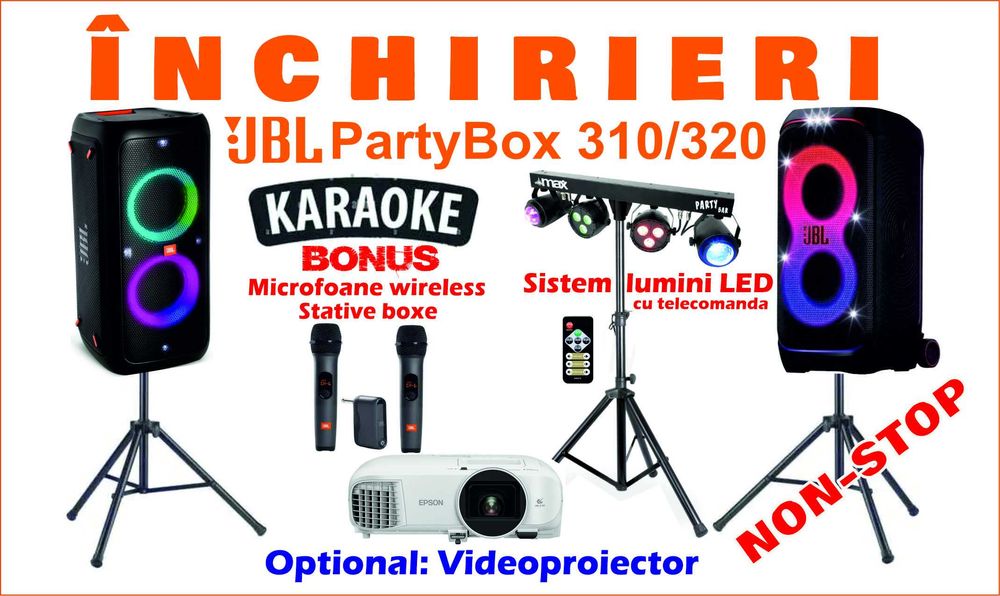 Boxe JBL PartyBox 310 320 pentru petreceri, karaoke, cabane