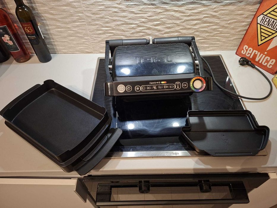 Grill electric Tefal OptiGrill+ (GC712) + Accesoriu tava copt Snacking & Baking