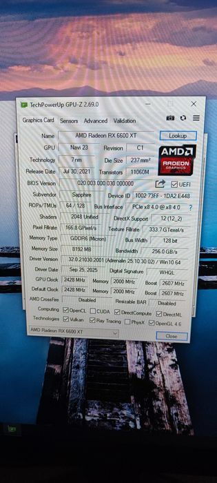 Компютър геймърски  ryzen 5600x ,rx 6600xt ,16 рам 3200mhz, захр.600+bronze