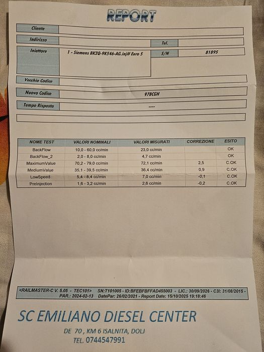 Injector Ford Transit V363 2.2 dieselBK2Q -9K546-AG+Calculator confort