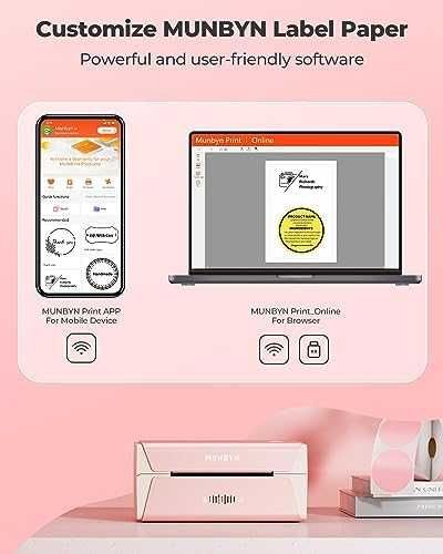 Нов Wi-Fi MUNBYN Термален Принтер 300dpi, AirPrint, Съвместимост с iOS