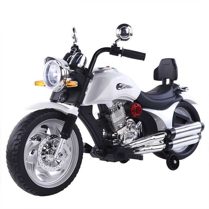 Motocicleta electrica Kinderauto BJF916 2x 35W cu scaun tapitat White