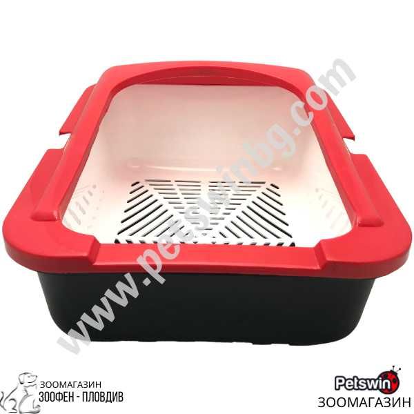 Котешка Тоалетна- с Борд- 50/38/19см- Червен/Черен-Ръчно Самопочистващ
